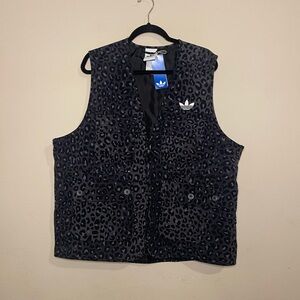 Adidas Leopard Printed Black & Gray Sports Zippered Vest